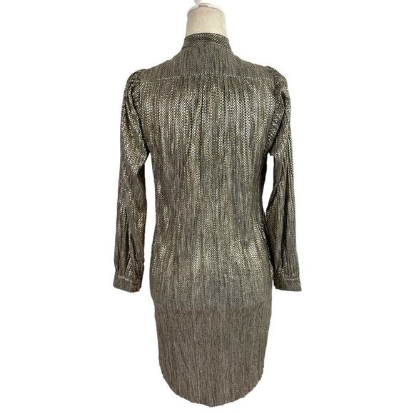 Sabina Musayev Agatha Metallic Gold Long Sleeve Mini Dress Neck Tie Size XXS - Picture 12 of 16